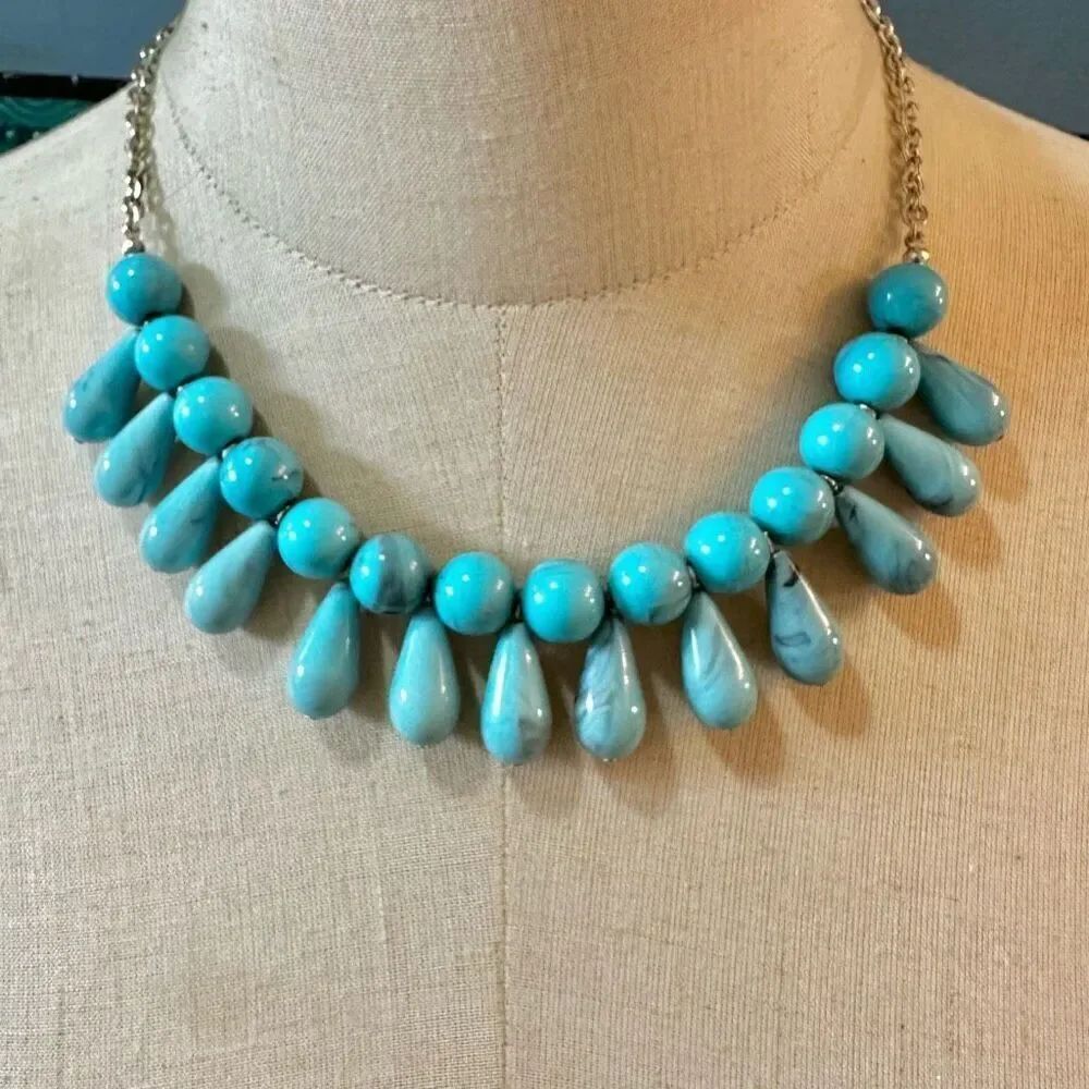 Faux turquoise beaded necklace